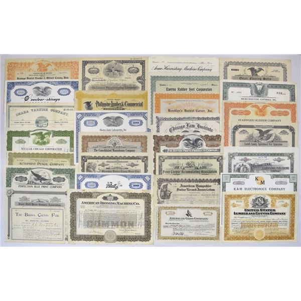 Industrial, Commercial and Specialty Business Stock Certificate Group, 1910s to 1970s