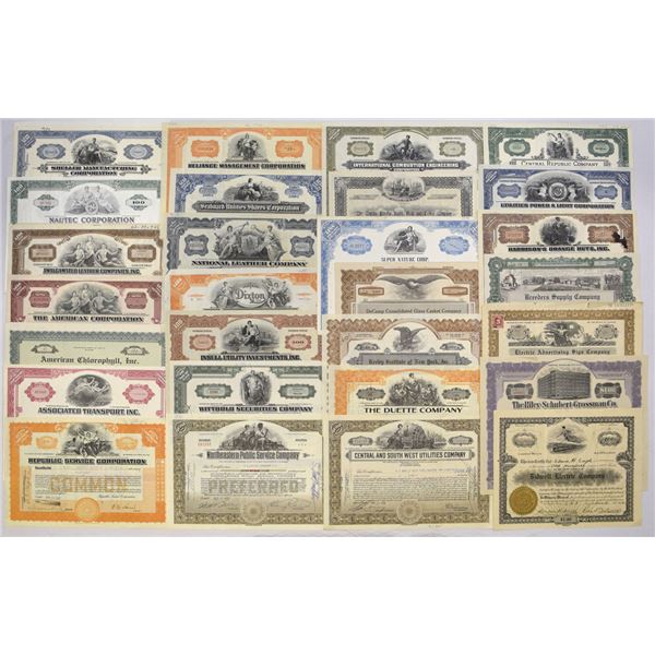 Utilities, Industrial & Consumer Stock Certificate Assortment, ca. 1900 to 1970s
