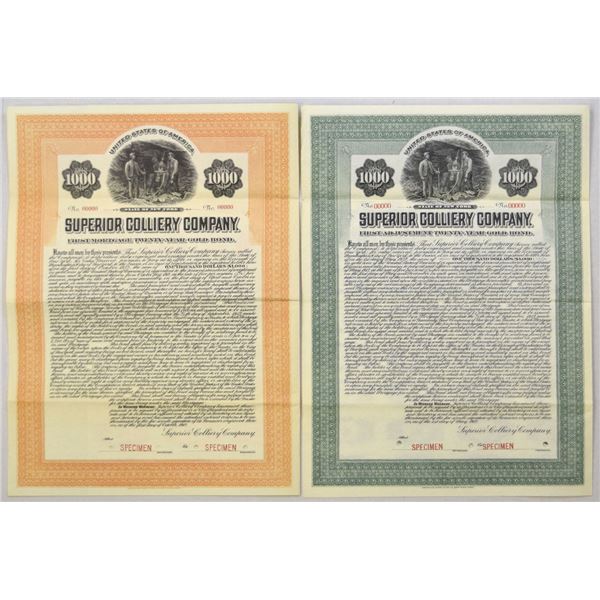 NY. Superior Colliery Co., 1912, Specimen Bond Pair.