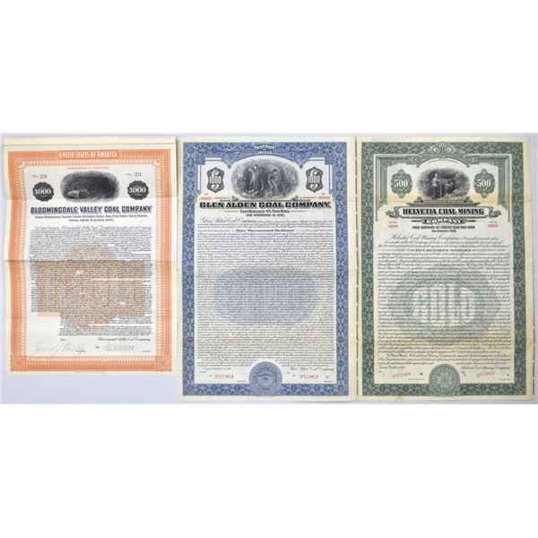 Pennsylvania Coal Mining I/U and Specimen Trio, 1912 to 1928.