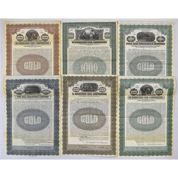 Pennsylvania and Various State Coal Mining Companies, 1922 to 1928, Specimen Bond Assortment.