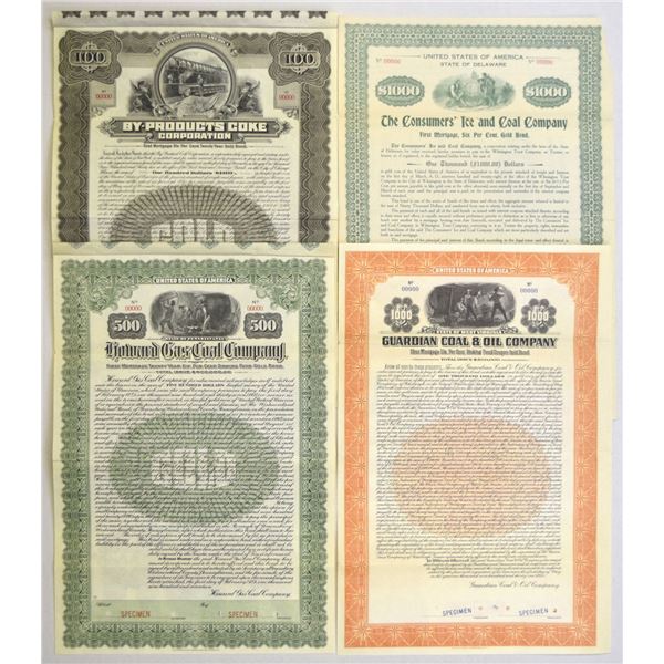 Coal Mining, Oil, and Gas Assortment of Specimen Coupon Bonds, 1912 to 1931.