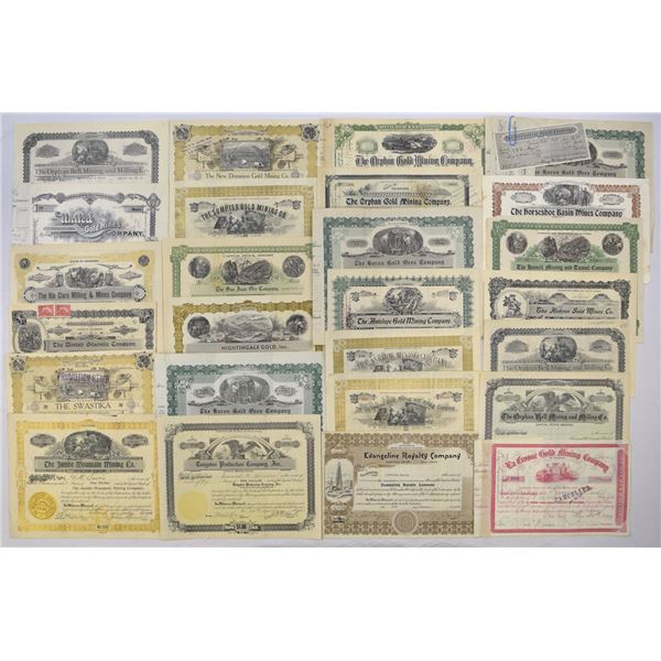 South Western Gold Mining Stock Certificate Collection, ca. 1890s to 1920s