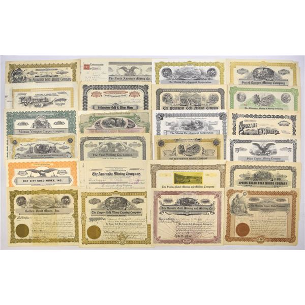 Western Mining Stock Certificate Assortment, ca. 1890s to 1930s