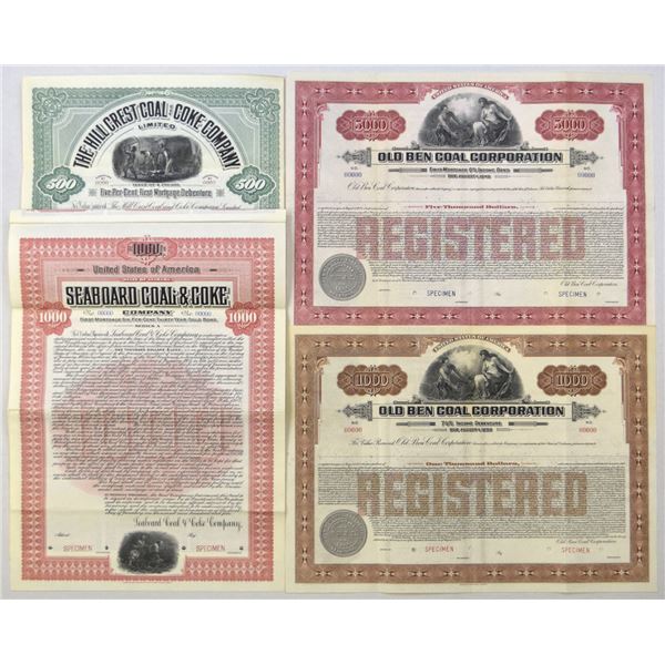 U.S. and Canadian Mining Specimen Bond Quartet, 1905 to 1933.