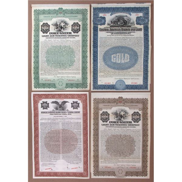 AR. TN. Arkansas and Tennessee Specimen Railroad Bond Collection, 1911 to 1945