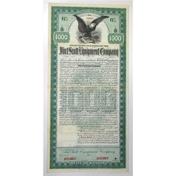 KS. Fort Scott Equipment Co., 1899, Specimen 6% Coupon Bond.