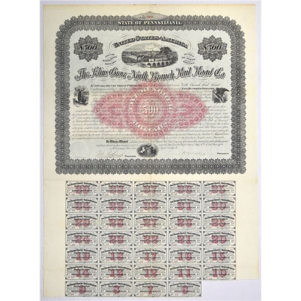 PA. Selins Grove and North Branch Rail Road Co., 1874, I/U Coupon Bond.