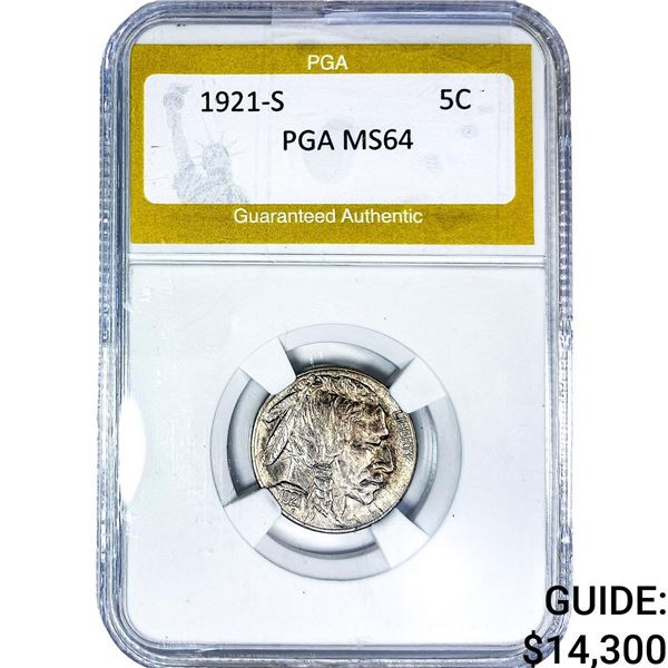 1921-S Buffalo Nickel PGA MS64