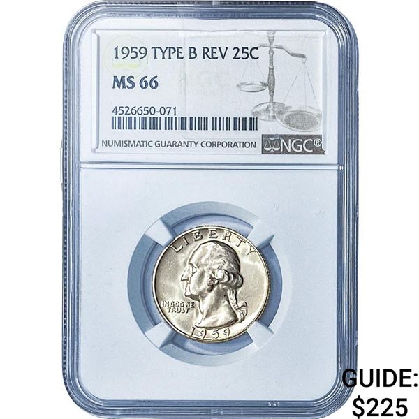1959 Washington Silver Quarter NGC MS66 Type B Rev.
