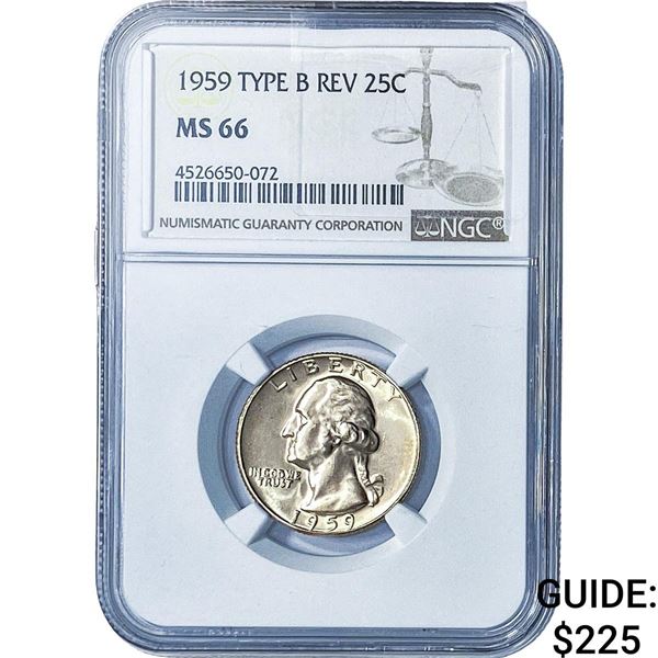 1959 Washington Silver Quarter NGC MS55 Type B Rev.