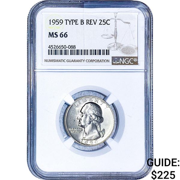 1959 Washington Silver Quarter NGC MS66 Type B Rev.