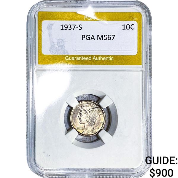 1937-S Mercury Silver Dime PGA MS67