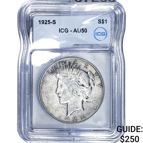 1925-S Silver Peace Dollar ICG AU50
