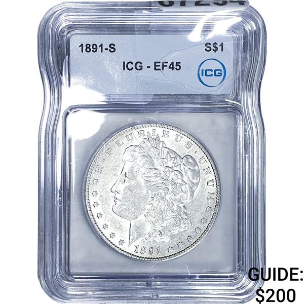 1891-S Morgan Silver Dollar ICG EF45