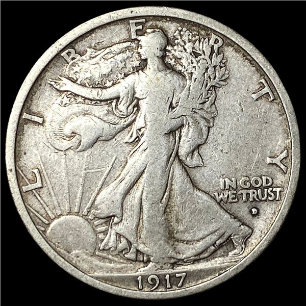 1917-D Silver Walking Liberty Half Dollar LIGHTLY CIRCULATED