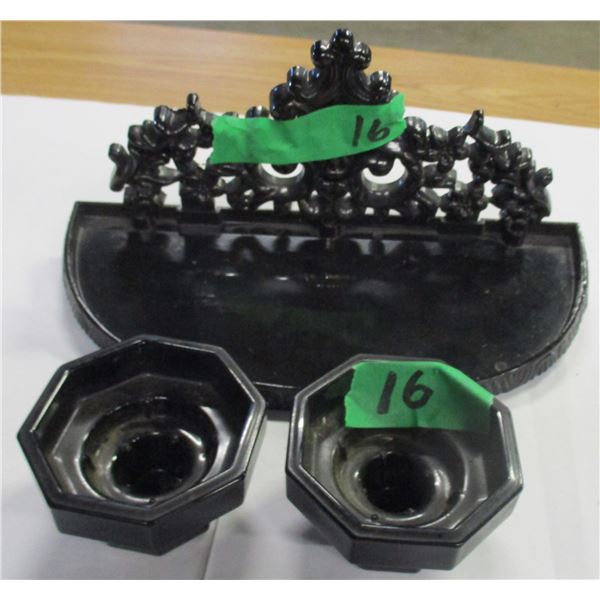 ESTATE:  WALL SHELF, 2 CANDLE HOLDERS