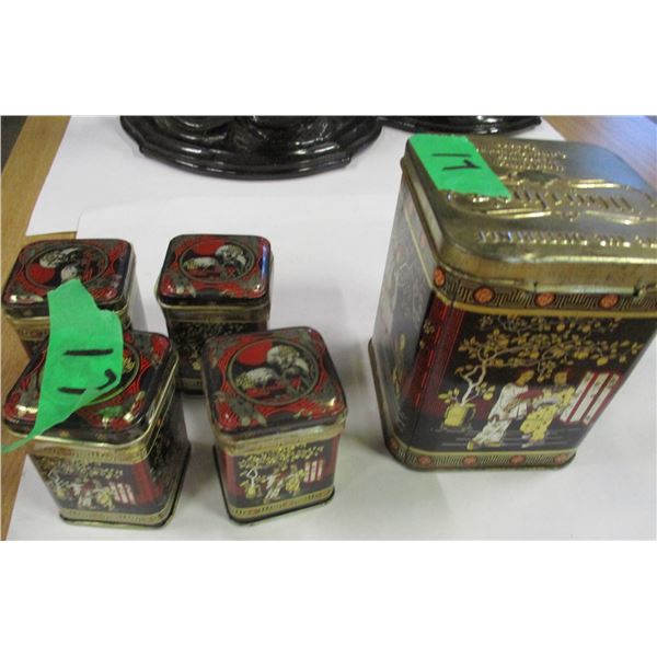 ESTATE:  5 COLLECTABLE & 4 SEALED TEA TINS