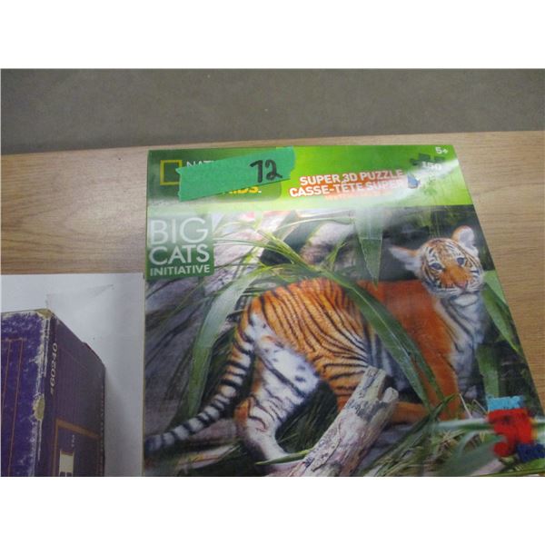 ESTATE:  BOX C/W SCATTERGORIES, BALDERDASH, 3D CAT PUZZLE