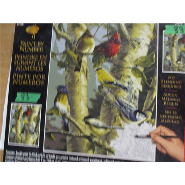 ESTATE:  "TREE & BIRD PICTURE" PAINT BY NUMBER KIT (20" X 16") (PAINTS HAVE NOT BEEN OPENED)