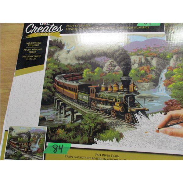 ESTATE:  "FALL RIVER TRAIN" PAINT BY NUMBER KIT (20" X 16") (PAINTS HAVE NOT BEEN OPENED)