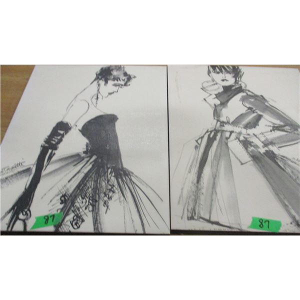 ESTATE:  2 LADY PICTURES ON CANVAS (SIGNED BY ANNE TARALETH?)