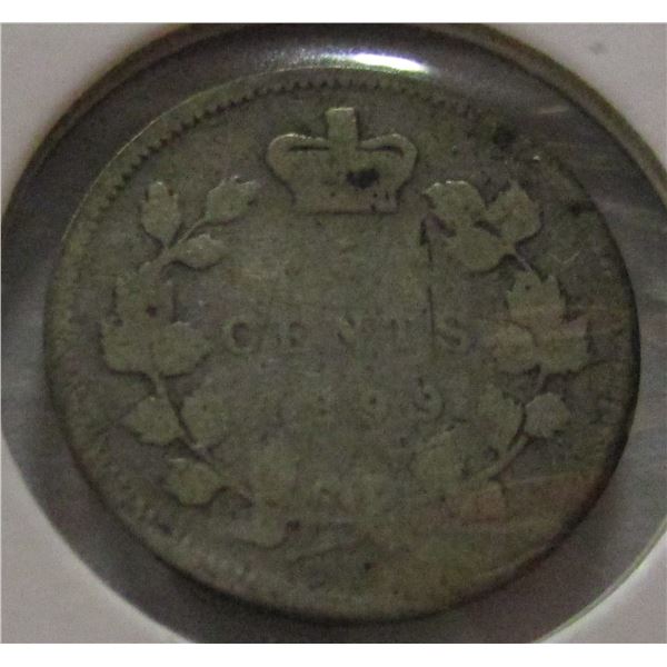 1899 CANADA VICTORIAN SILVER FIVE CENT