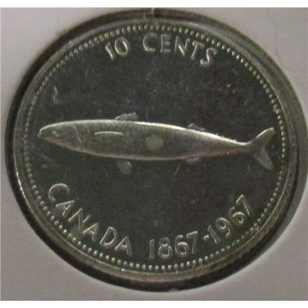 1867 - 1967 CH/BU CANADA SILVER DIME
