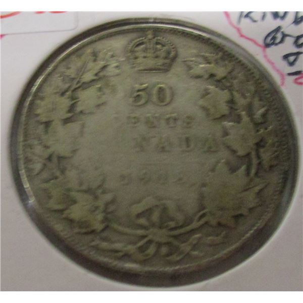 1918 CANADA KING GEORGE V SILVER HALF DOLLAR