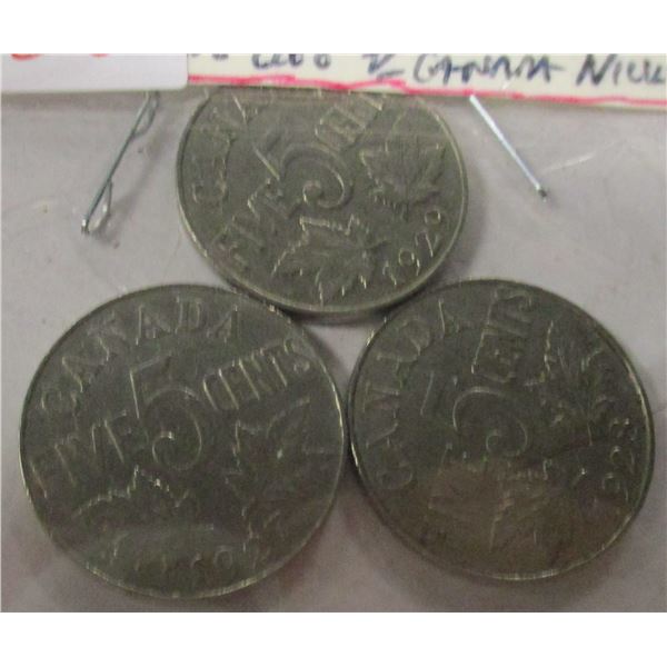1927, 1928 & 1929 CANADA KING GEORGE V NICKELS