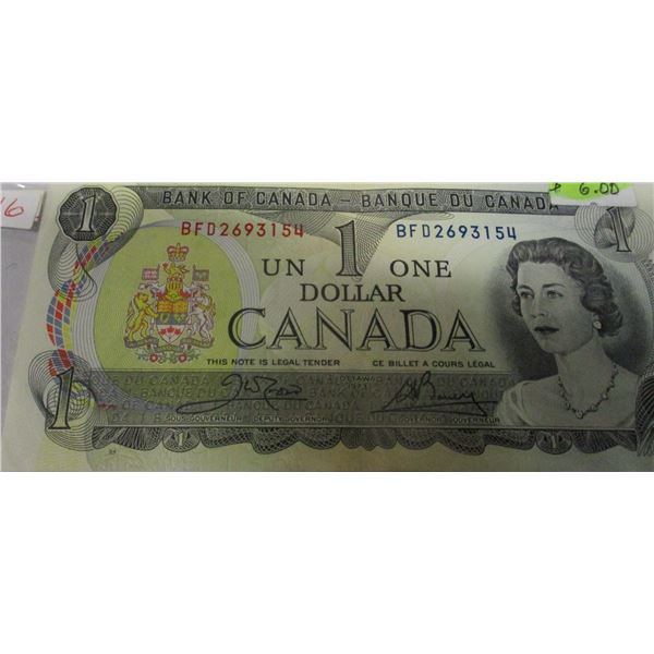 1973 BANK OF CANADA LAST OF $1 BILLS