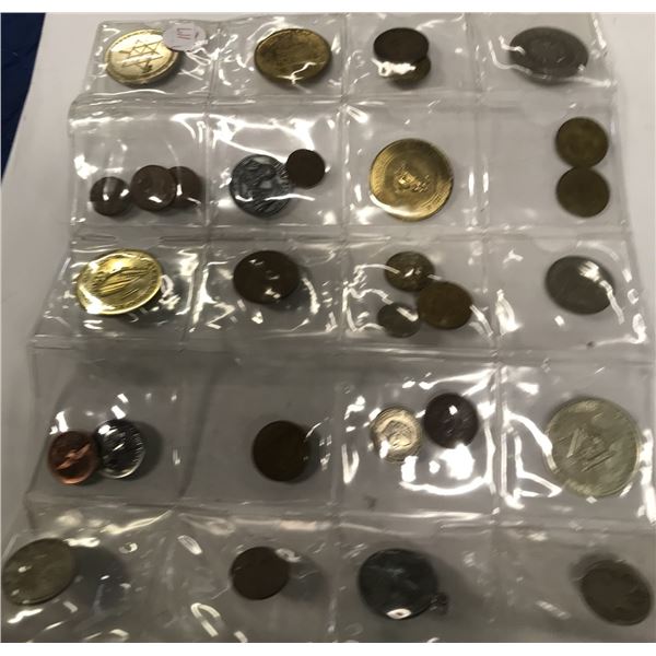 STOCK SHEET OF OVER 25 COLLECTABLE WORLD COINS
