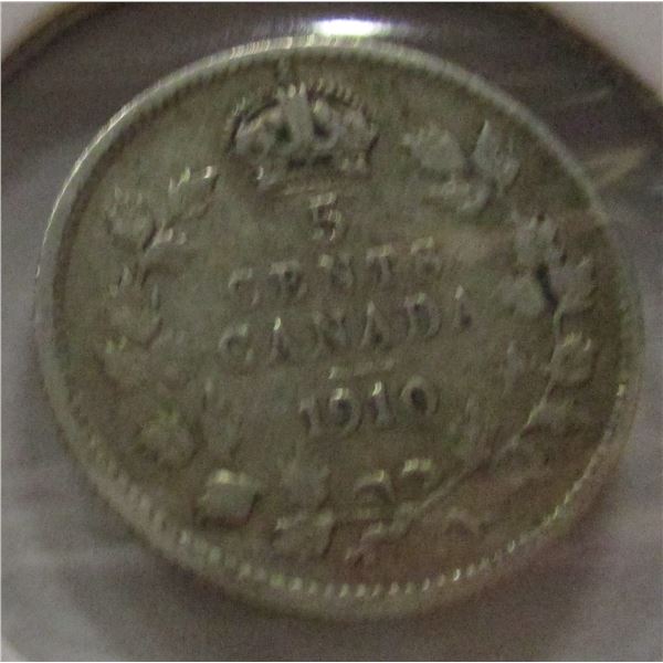 1910 CANADA KING EDWARD VII SILVER FIVE CENT