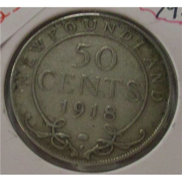 1918 NEWFOUNDLAND SILVER HALF DOLLAR