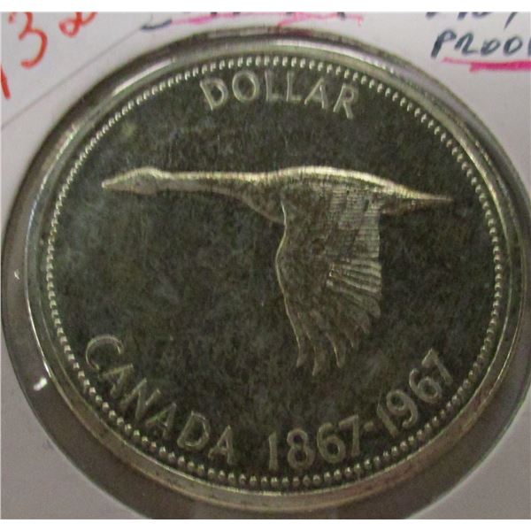 1867 - 1967 PROOF CAMEO CANADA SILVER DOLLAR