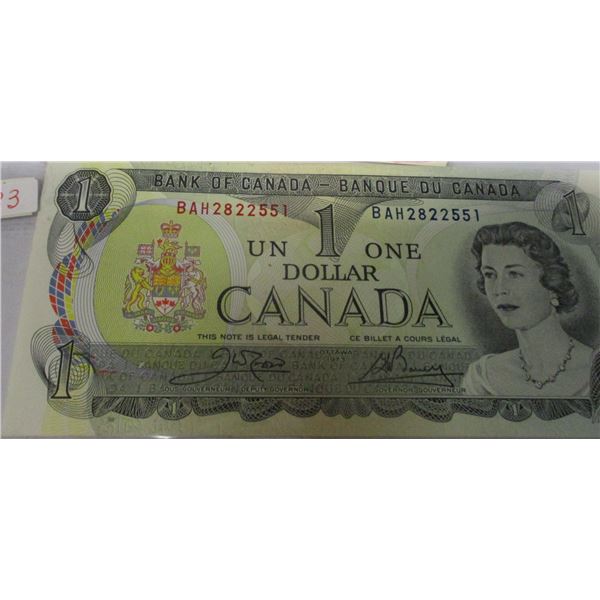 1973 POKER HAND SERIAL NUMBER (2'S & 5'S) LAST OF CANADA $1 BILL