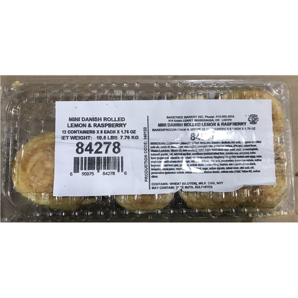 FROZEN:  MINI DANISH ROLLED LEMON & RASPBERRY (8)