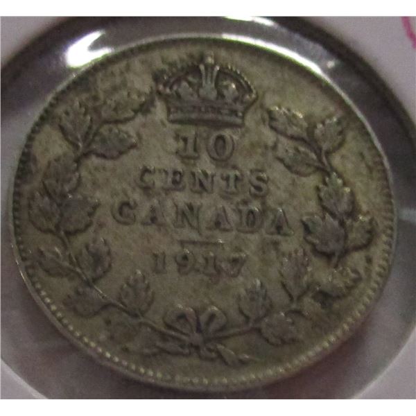 1917 CANADA KING GEORGE V SILVER DIME