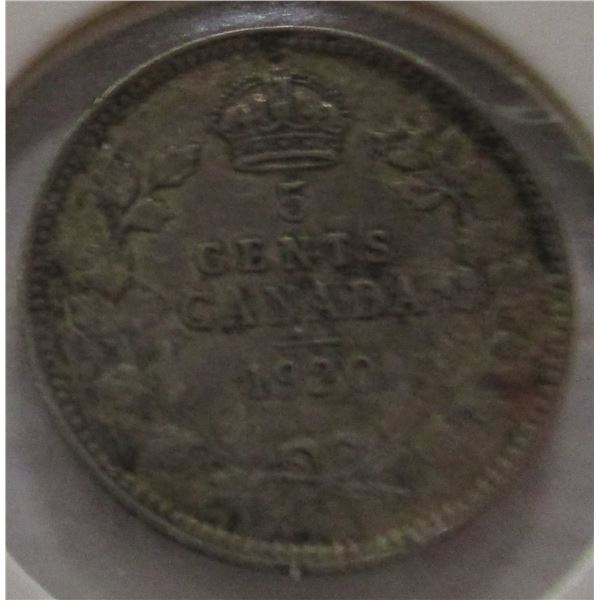 1920 CANADA KING GEORGE V SILVER FIVE CENT