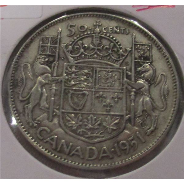 1951 CANADA KING GEORGE VI SILVER HALF DOLLAR