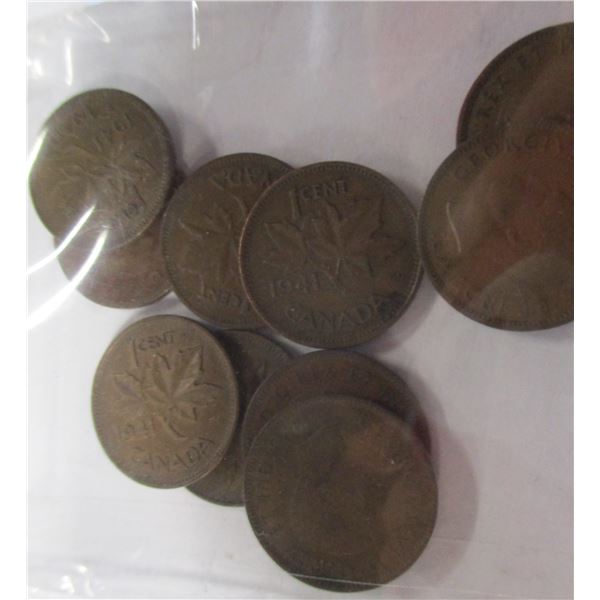 LOT OF 10 - 1946 CANADA KING GEORGE VI PENNIES