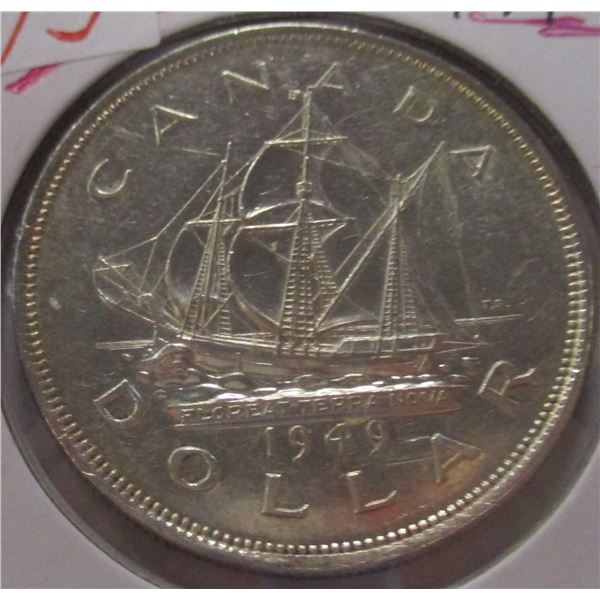 1949 CANADA SHIP SILVER DOLLAR