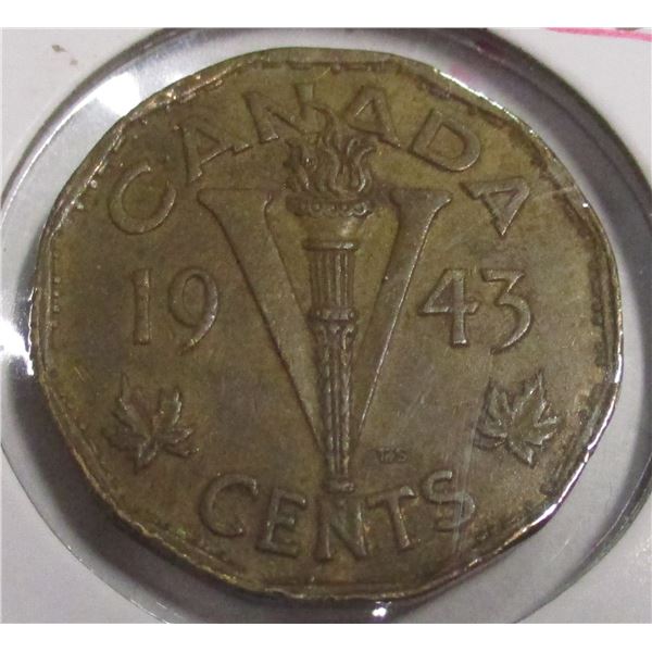 1943 WARTIME CANADA VICTORY NICKEL