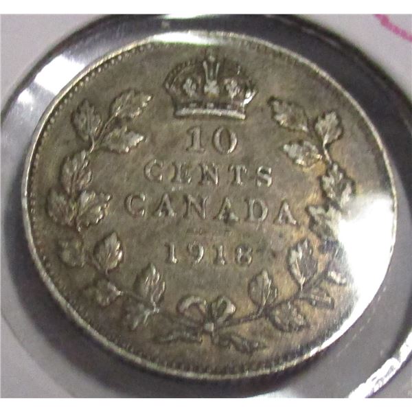 1918 CANADA KING GEORGE V SILVER DIME