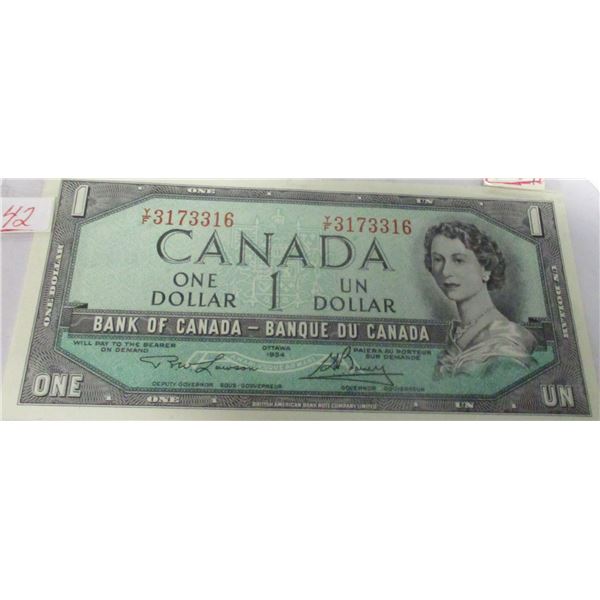 1954 CRISP UNCIRCULATED LAST OF CANADA $1 BILLS