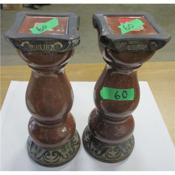 ESTATE:  2 CANDLE HOLDERS/PEDESTALS (APPROX. 14"H)