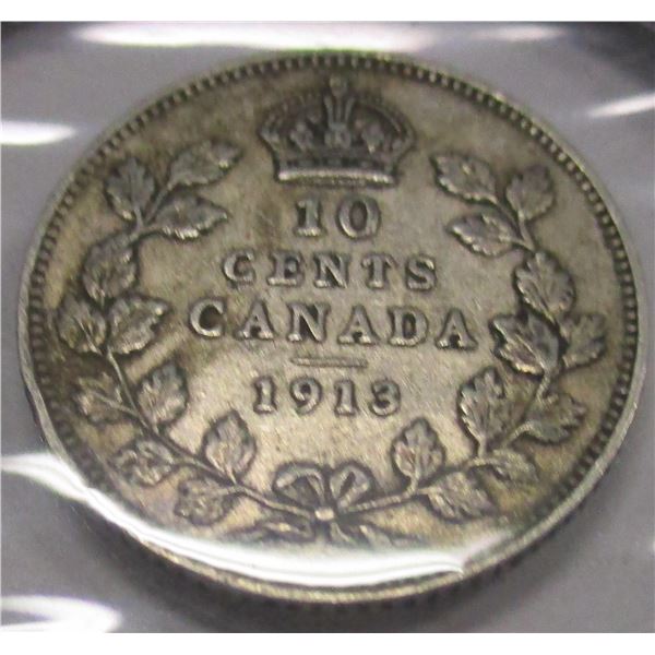 1913 CANADA KING GEORGE V SILVER DIME