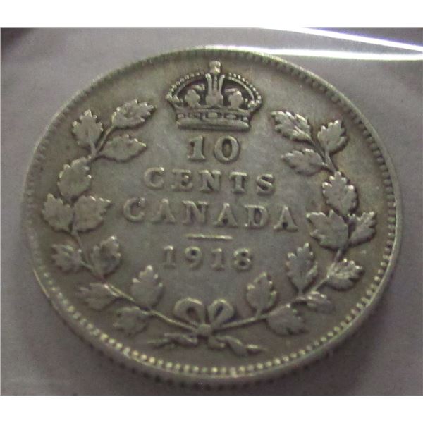 1918 CANADA KING GEORGE V SILVER DIME