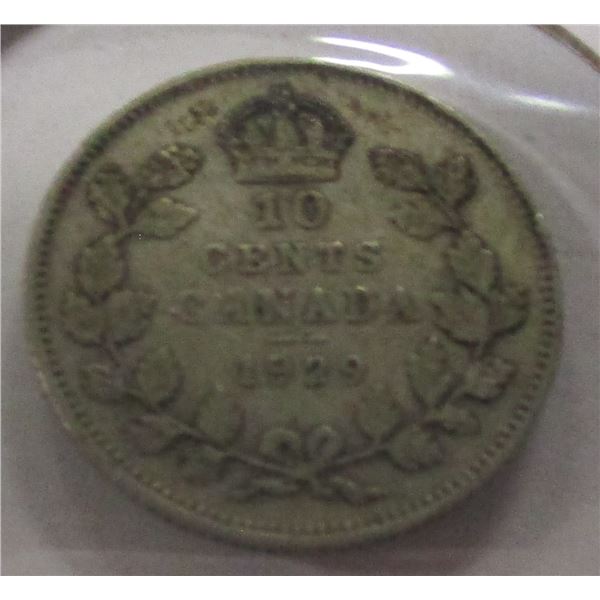 1929 CANADA KING GEORGE V SILVER DIME