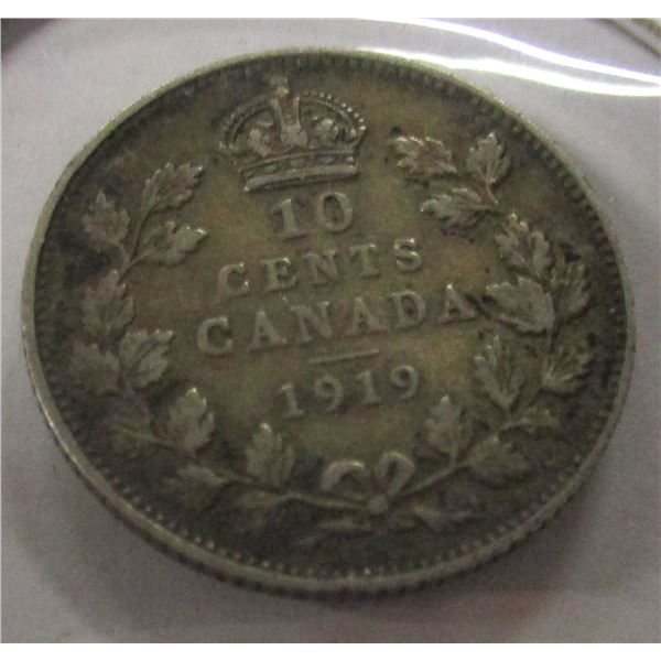 1919 CANADA KING GEORGE V SILVER DIME